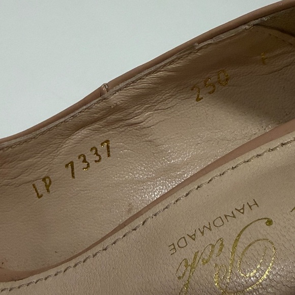 Beige Patent Leather Handmade Peep Toe Heel Platform Pumps Women Size 7.5 - Picture 13 of 14